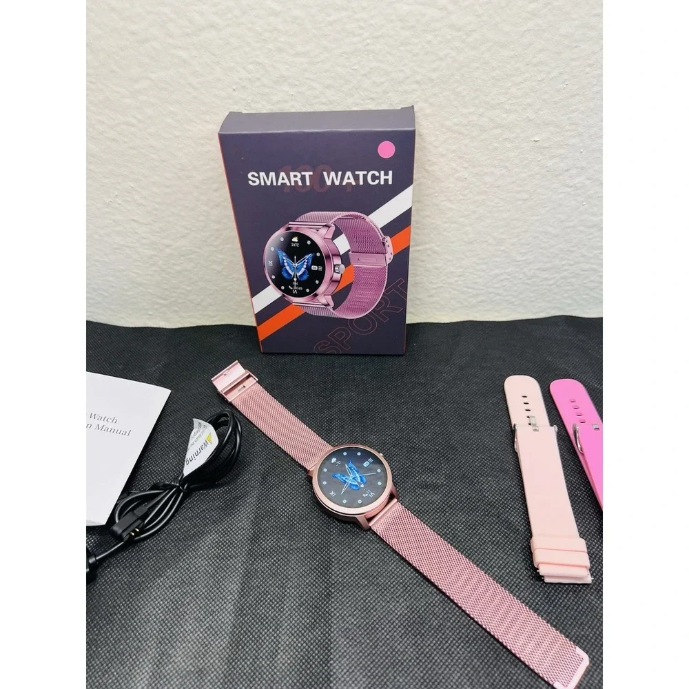 Smart Watch Women Answer Calls AMOLED Android iPhone Pink Monitor